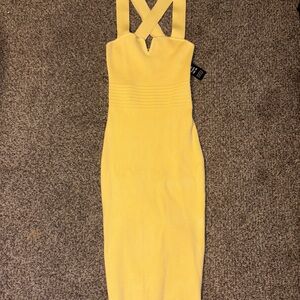 Express Yellow Halter Bodycon Dress